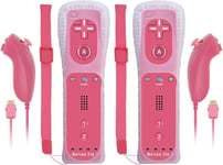Wii Remote, Wii Controller Replacement Wii U Remote Controller Built In Motion Plus And Nunchuck Controller Compatible With Nintendo Wii And Wii U Red Pink(2 Sets )