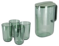 Clas Ohlson Tillbringare i plast med lock och 4 glas, 2 liter