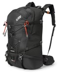 Terra Peak® Sac à dos de randonnée 40L (FLEX 40) grand noir pour femme et homme - Sac a dos de trekking, chasse et voyage (respirant, imperméable) - Sac alpinisme, escalade et de jour (ergonomique)