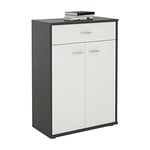 IDIMEX Buffet Calais, Commode Meuble de Rangement avec 1 tiroir et 2 Portes, en mélaminé Gris Mat et Blanc Mat