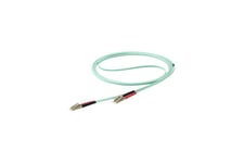 StarTech.com 10 m OM4 LC to LC Multimode Duplex Fiber Optic Patch Cable- Aqua - 50/125 - Fiber Optic Cable - 40/100Gb - LSZH (450FBLCLC10) - patchkabel - 10 m. - akvamarin