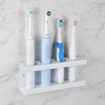Adorila Wall Mounted Electric Toothbrush Holder, 4 Slots Toothbrush Stand with Diatomite Dish, Toothbrush Rack Compatible with AquaSonic Black Series, Kingheroes Sonic, Oral-B (White) JJL7178002