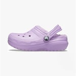 Crocs CLASSIC LINED Unisex Kids Slip-On Clogs Lightweight Comfortable Orchid
