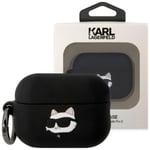 Karl Lagerfeld KLAP2RUNCHK-deksel til AirPods Pro 2-deksel - svart silikon Choupette Head 3D