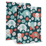 Personalized Ipad Case Elephant and Small Flowers Auto Sleep Wake up Adjustable Viewing Angle Ipad Protective Case for ipad mini 4/5 7.9 Inch