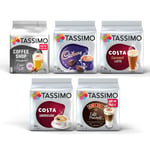 Tassimo Coffee Selection - Costa Americano/Caramel Latte/Cadbury Hot Chocolate/Chai Latte/ Baileys Latte Macchiato Coffee Pods- 5 Packs (48 Servings)
