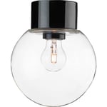 Tak- och vägglampa Classic Glob svart, 180 klarglas E27