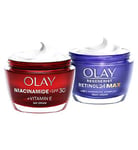 Olay Feel The Firm with Niacinamide + SPF30 Day Moisturiser and Retinol Max Night Moisturiser Bundle