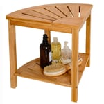 HJHY@ Corner Shower Bench Small Bamboo Shower Stool for Shaving Legs Wooden Bathroom Spa Bath Organizer Seat 2 Layer Perfect for Indoor or Outdoor