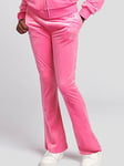 Juicy Couture Girls Diamante Velour Bootcut Jogger - Hot Pink, Bright Pink, Size Age: 8-9 Years, Women