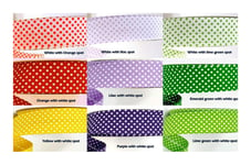 Cotton Spotty Dotty Polka Dot Double Fold Bias Binding Tape 30mm 1" Craft Trim Sewing Quilting 36 colourways in Ribbon Queen Wrapper A UK Seller 2m Lilac Purple with White