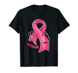 Pink Ribbon Stethoscope Cna Life Breast Cancer Awareness T-Shirt