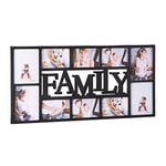 Relaxdays Cadre photos pêle-mêle 10 photos Galerie mur cadre mural Family famille HxlxP: 36,5 x 72 x 2 cm, noir