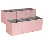 Amazon Basics Collapsible Fabric Storage Cube Organiser Bins, Pack of 6, Salmon Stripe, 33 x 38 x 33 cm