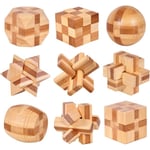 9 st träpussel, hjärnpusselspel, 3D IQ-pussel, mini träpussel, sinnestest, pedagogiskt spel, intellektuellt logiskt klassiskt leksak G
