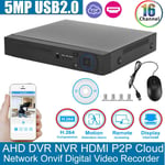 5MP 16CH NVR DVR Video Recorder USB2.0 VGA H.265 For CCTV Security Camera System