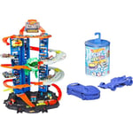 Hot Wheels Ultimate Garage Track Set with 2 Toy Cars, Hot Wheels City Playset with Multi-Level Side-by-Side Racetrack, GJL14 & Set of 2 Color Reveal Cars in 1:64 Scale - GYP13