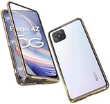 Case for OPPO Reno 4 Z 5G magnetic cover, magnetic adsorption box, metal frame, shock-proof bumper, 360 degree full-body protective cover cover, compatible with OPPO Reno 4 Z 5G - gold