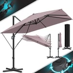 Parasol Parapluie sun xl 300 x 300 cm Couverture incluse + sécurité anti-vent Pivotant Inclinable Basculant Grand Parasol de marché Rotation 360°