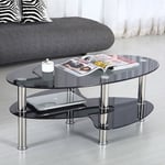 YONGQING Tempered glass coffee table Table basse Noir 905043cm -