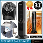 31" BLACK TOWER FAN INCH AIR COOLING FREE STANDING TOWER FAN 3 SPEED OSCILLATING