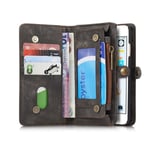 CaseMe iPhone 6 Plus/6S Plus Rymligt plånboksfodral med många kortfack, grå