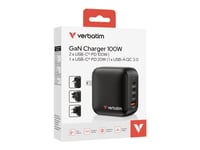 Verbatim Mini Gan Charger 100W, Inomhus, Ac, Svart