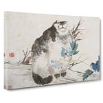 Fat Cat By Ren Yi Asian Japanese Canvas Wall Art Print Ready to Hang, Framed Picture for Living Room Bedroom Home Office Décor, 30x20 Inch (76x50 cm)