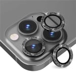 iPhone 15 Pro/Pro Max Linsskydd Bling Glitter Svart svart