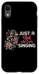 Coque pour iPhone XR Singer Microphone vintage Motif fleurs chantantes Opéra