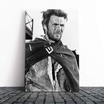 Big Box Art Canvas Print Wall Art Clint Eastwood (2) | Mounted and Stretched Box Frame Picture | Home Decor for Kitchen, Living, Dining Room, Bedroom, Hallway, Multi-Colour, 20x14 Inch
