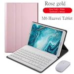 Suitable for Huawei M6 8.4 high energy version with wireless Bluetooth keyboard mouse tablet protective cover-8.4 inch rose gold + white + white