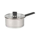 Russell Hobbs Saucepan with Lid, Induction Pan with Pouring Lip, Stainless Steel Milk Pan, Mirror Polished Soup Pan, Gas and Electric Hobs, Safe, Excellence Collection, Silver, 18 cm