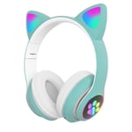 Kattöron headset trådlösa katt bluetooth hörlurar grön grön