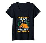 Womens The Happiest Place On Earth? My Campsite Outdoor Camper V-Neck T-Shirt