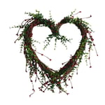 Heart Shaped Wreath Handmade Red Berry Garland Rattan Front Door Decorative Winter Seasons Valentine's Wreath