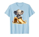 Blue Adorable Elephant on Slide Cute Animal Theme T-Shirt