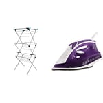 Minky 3 Tier Plus Clothes Airer & Russell Hobbs Supreme Steam Traditional Iron 23060, 2400 W, Purple/White