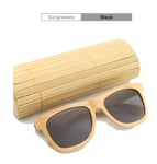 LIKCO New Sunglasses, Bamboo Wood Retro-Coated Bamboo Legs Polarized Bamboo Sunglasses Wooden Glasses Men And Women Big Frame,Black Polarized