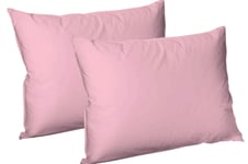 Pair Of Pink Pillow Covers Hotel Quality 100% Poly Cotton Pillow Cases (Pink, 2 Pillow Cases)