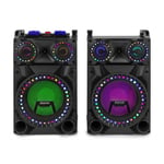 Fenton VS12 Active Powered Bluetooth Speakers DJ Disco Party Set with LED Lights 1200W