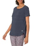 Amazon Essentials Women's Studio Relaxed-Fit Lightweight Crew Neck T-Shirt (Available in Plus Size), Navy Stripes, XS
