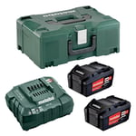 METABO Pack Energie 2 Batterie 4,0 Ah Li-Power + Chargeur ASC 55 Coffret metaBOX