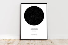Poster - Stjärnkarta 70 x 100 inramad - svart ram