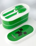 Grön Minecraft Creeper 2 Room Bento Box med bestick - Lunch/Snacks Box