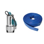 POMPE VIDE-CAVE MAKITA À EAU CHARGÉE 1100 W - PF1110 & Silverline 868776 Tuyau de refoulement 10 m x 40 mm