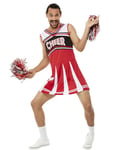Cheerleader Kostyme i Rødt og Hvitt til Mann