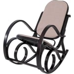 [JAMAIS UTILISÉ] Rocking-chair, fauteuil à bascule M41 imitation noyer, tissu beige - beige