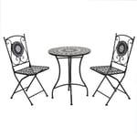 Mosaic Bistro Set for Two Garden & Outdoor Dining  - Black