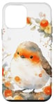 Coque pour iPhone 12 mini Rouge-gorge européen floral orange forêt